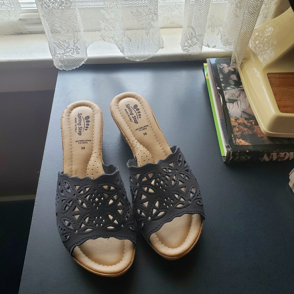 leather/cork platform wedges